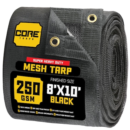 Core Tarps Mesh Tarp, 8X10 ft, Black, Polyethylene CT-801-8X10